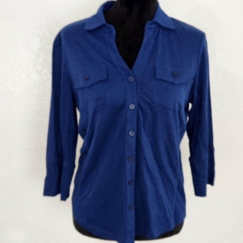 -- Verve Dark Blue Button Down Shirt